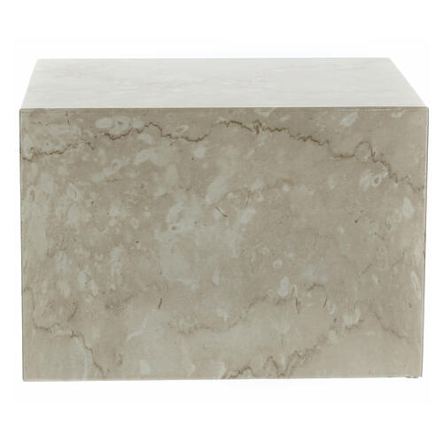 Smooth parallelepiped funeral urn with glossy Botticino marble effect 5L 4