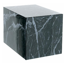 Smooth parallelepiped cinerary urn with glossy Guatemalan green marble effect 5L