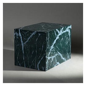 Smooth parallelepiped cinerary urn with glossy Guatemalan green marble effect 5L