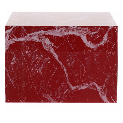 Parallelepiped funeral urn, smooth polished red-veined marble effect, 5 L 4