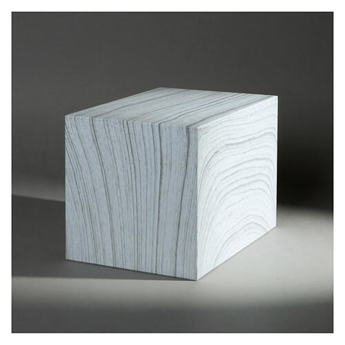 Smooth parallelepipe cremation urn with matte bleached oak effect 5L 2