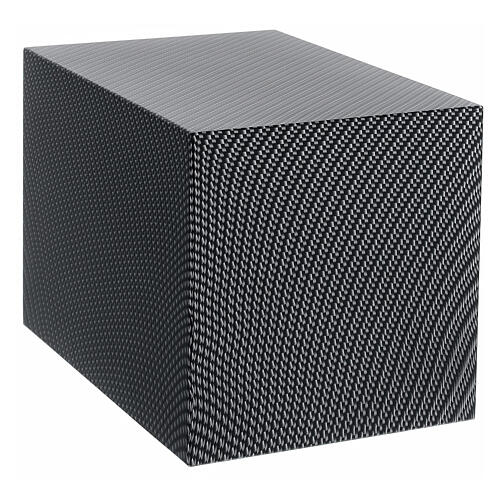 Smooth parallelepiped funeral urn with matte carbon Kevlar effect 5L 1