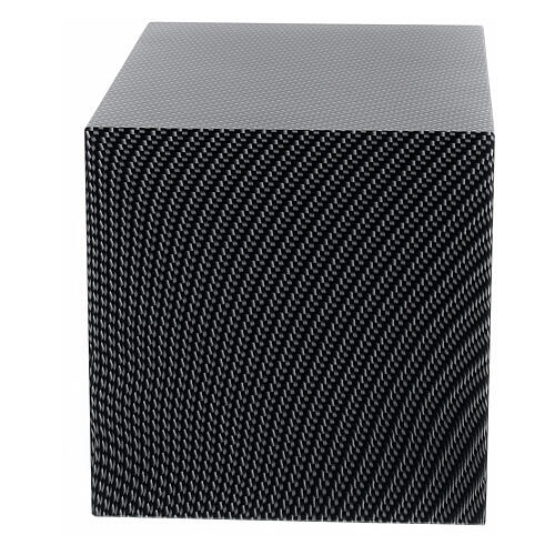 Smooth parallelepiped funeral urn with matte carbon Kevlar effect 5L 3
