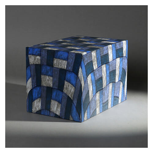 Urna prostopadłościenna na prochy, gładka, efekt tkaniny w kwadraty, wyk. matowe, 5 l 2