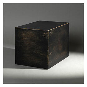Parallelepiped funeral urn, smooth matte bronze gold effect, 5 L