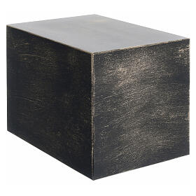 Smooth parallelepiped funeral urn with matte gold bronze effect 5L