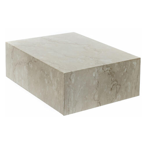 Smooth cremation urn, book-shaped, polished Botticino marble effect, 5 L 1