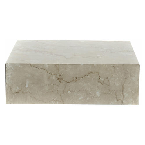 Smooth cremation urn, book-shaped, polished Botticino marble effect, 5 L 4