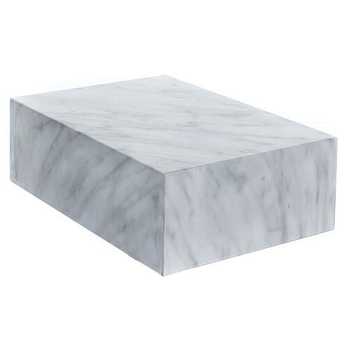 Smooth cremation urn, book-shaped, polished Carrara marble effect, 5 L 1