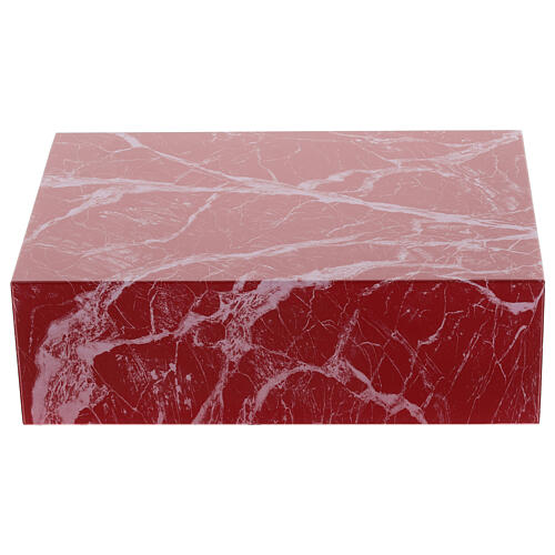 Book-shaped urn, smooth surface with red-veined marble finish, 5L 1