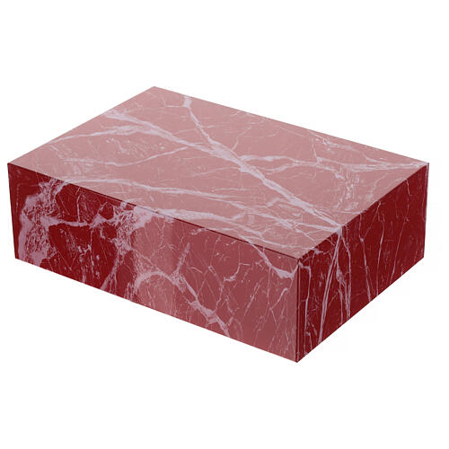 Book-shaped urn, smooth surface with red-veined marble finish, 5L 2