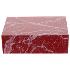 Cinerary urn smooth book with glossy red veined marble effect 5L