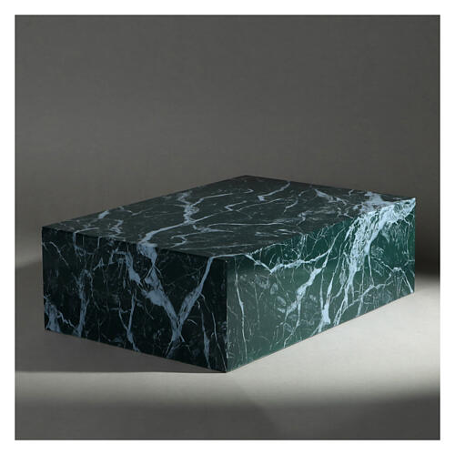 Smooth cremation urn, book-shaped, polished Guatemala green marble effect, 5 L 2