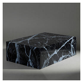 Cremation urn, book-shaped, polished black marble effect, smooth, 5 L