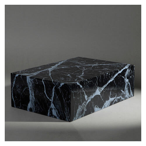 Cremation urn, book-shaped, polished black marble effect, smooth, 5 L 2