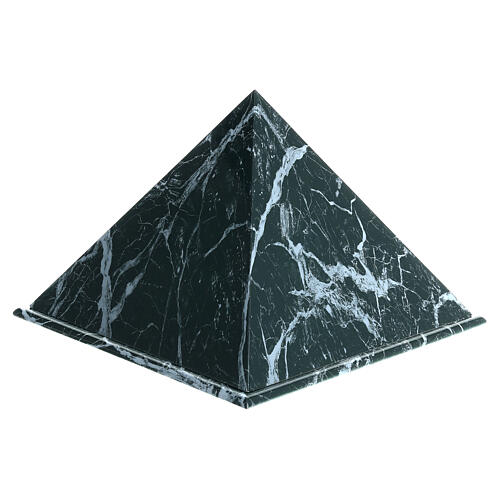 Urne cinéraire pyramide lisse effet marbre vert du Guatemala fin. brillante 5L 1