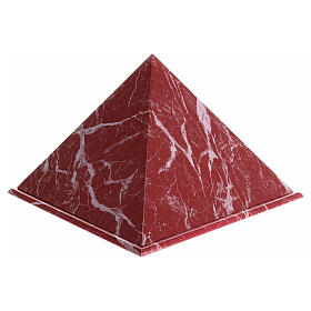 Ascheurne, Pyramidenform, glatte Oberfläche, Effekt von rotem Marmor mit weißen Venen, glänzend, 5L