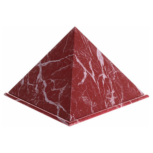 Pyramidal urn, smooth surface with polished red-veined marble finish, 5L 1