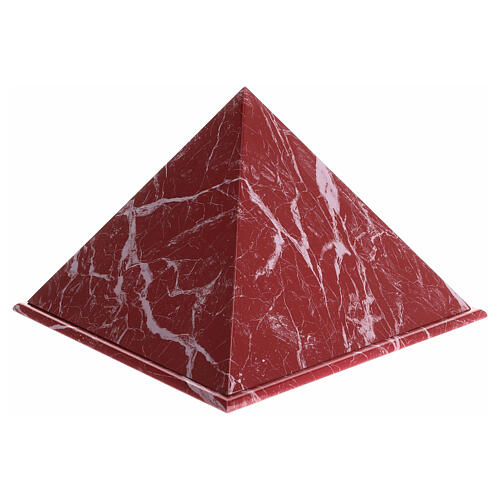 Urne pyramide lisse effet marbre rouge veiné satiné 5 L 1