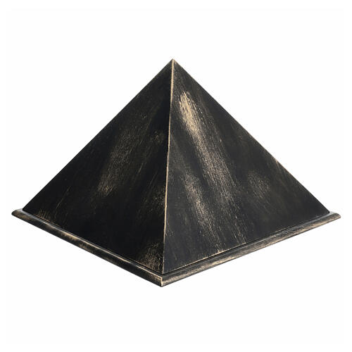 Urna cinerária pirâmide lisa efeito bronze ouro opaco 5L 1