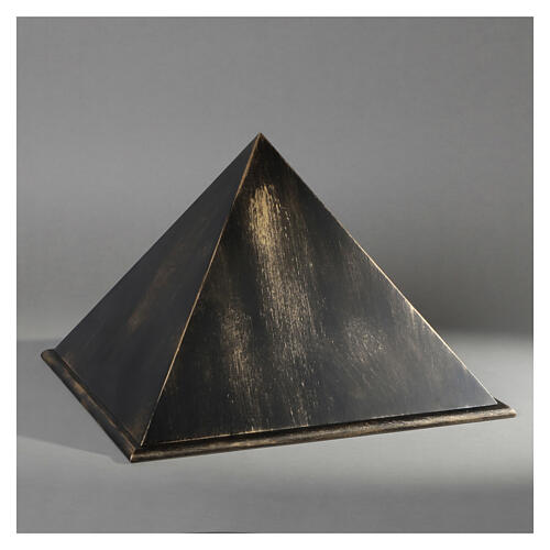 Urna cinerária pirâmide lisa efeito bronze ouro opaco 5L 2