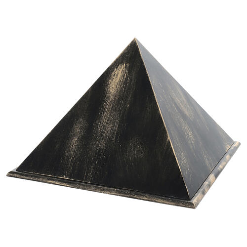Urna cinerária pirâmide lisa efeito bronze ouro opaco 5L 3