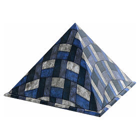 Pyramidal urn, smooth surface with matte checked fabric pattern, 5L