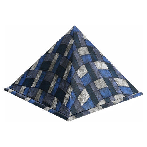 Pyramidal urn, smooth surface with matte checked fabric pattern, 5L 3