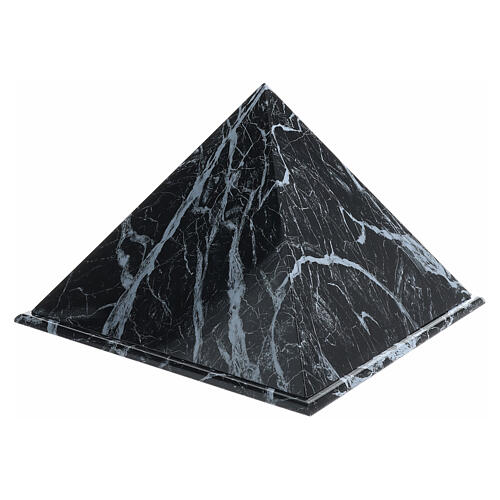 Urne cinéraire pyramide lisse effet marbre noir fin. brillante 5L 3
