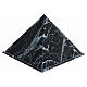 Urne cinéraire pyramide lisse effet marbre noir fin. brillante 5L s1