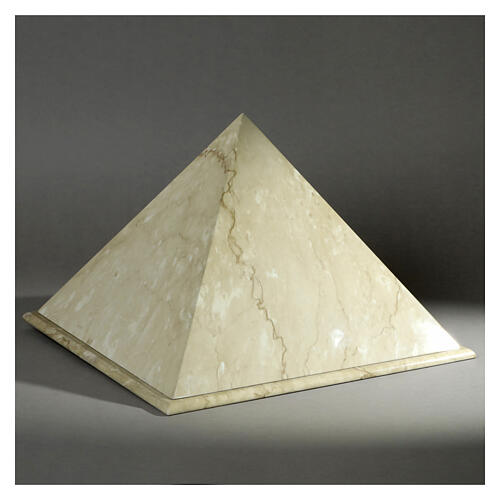 Ascheurne, Pyramidenform, glatte Oberfläche, Botticino-Marmor-Effekt, glänzend, 5L 2