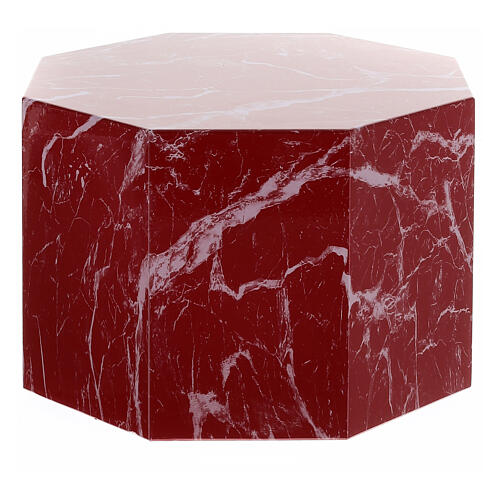 Ascheurne, achteckige Grundform, glatte Oberfläche, Effekt von rotem Marmor mit weißen Venen, glänzend, 5L 1