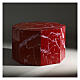 Smooth octogonal urn, polished red-veined marble look, 5L s2