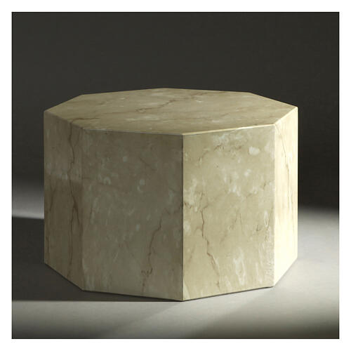 Smooth octogonal urn, polished Botticino marble look, 5L 2