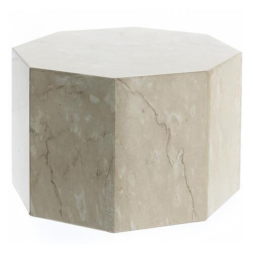 Smooth octogonal urn, polished Botticino marble look, 5L 3