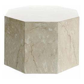 Urne base octogonale lisse effet marbre Botticino brillant 5L