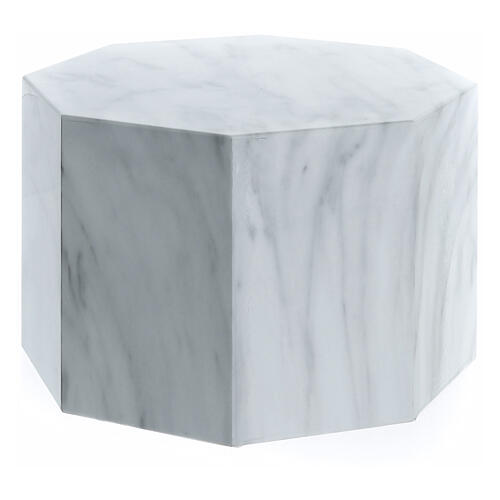 Smooth octogonal urn, polished Carrara marble look, 5L 3