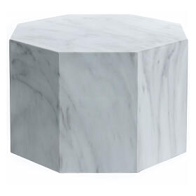 Octagon cremation urn with polished Carrara marble effect 5L