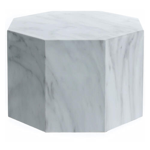 Octagon cremation urn with polished Carrara marble effect 5L 1