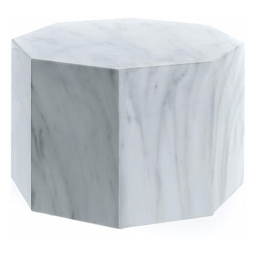 Octagon cremation urn with polished Carrara marble effect 5L 3