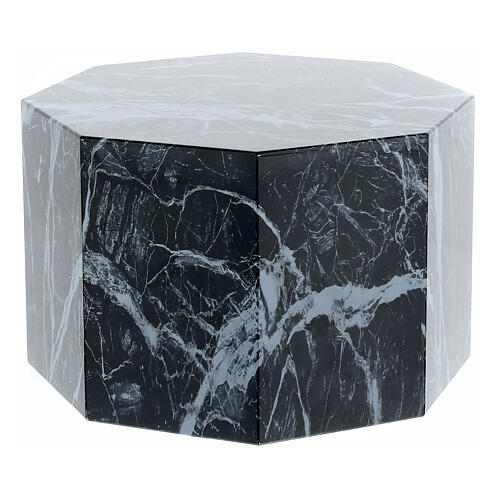 Smooth octogonal urn, polished black marble look, 5L 3