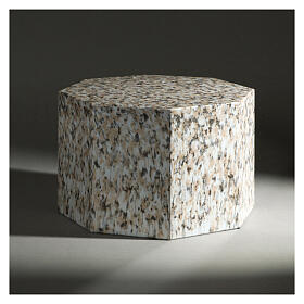 Ascheurne, achteckige Grundform, glatte Oberfläche, Granit-Effekt, glänzend, 5L