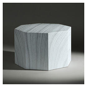 Ascheurne, achteckige Grundform, glatte Oberfläche, Effekt von gebleichtem Eichenholz, matt, 5L