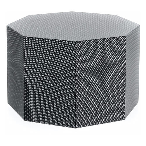 Octagon cremation urn with matte carbon kevlar effect 5L 3