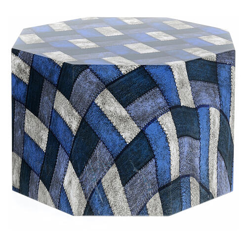 Smooth octogonal urn, matte checked fabric look, 5L 1