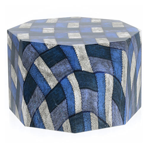 Octagon funeral urn with quad matte fabric effect 5L 3