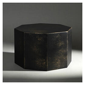 Ascheurne, achteckige Grundform, glatte Oberfläche, Bronze-Effekt mit goldfarbenen Highlights, matt, 5L