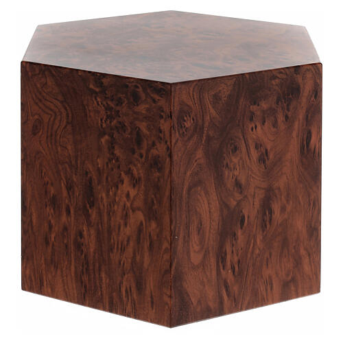 Hexagonal urn, smooth surface with matte root wood look, 5L 3