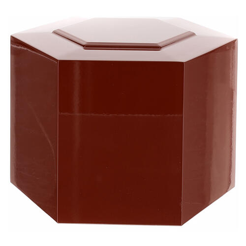 Hexagonal urn, embossed surface with glossy red lacquered finish, 5L 1