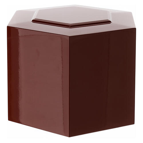 Cremation urn glossy red lacquered hexagonal 5L 3